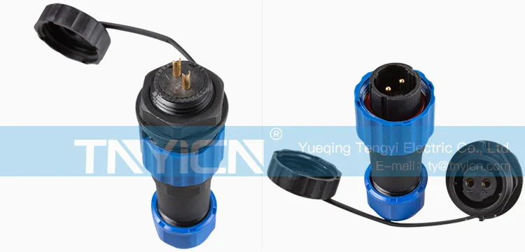 SD16 Back Nut 2Pin 10A Solder Type Waterproof Connector plug and socket contact detail