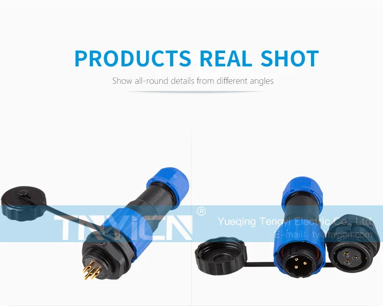 SD16 Back Nut 3Pin 10A Solder Type Waterproof Connector installation and panel mounting detail
