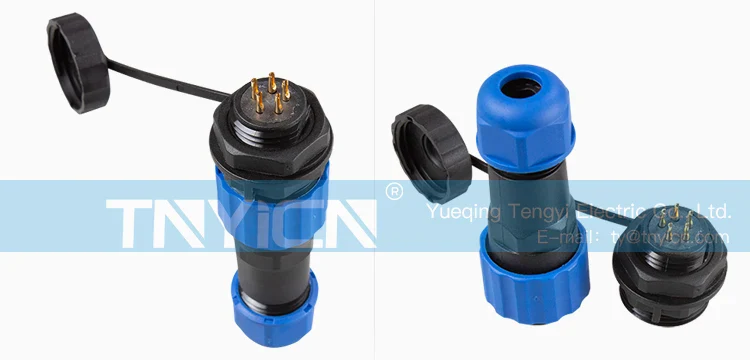 SD16 Back Nut 5Pin 5A Solder Type Waterproof Connector plug and socket contact detail