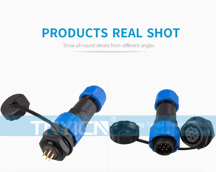 SD16 Back Nut 7Pin 5A Solder Type Waterproof Connector installation and panel mounting detail