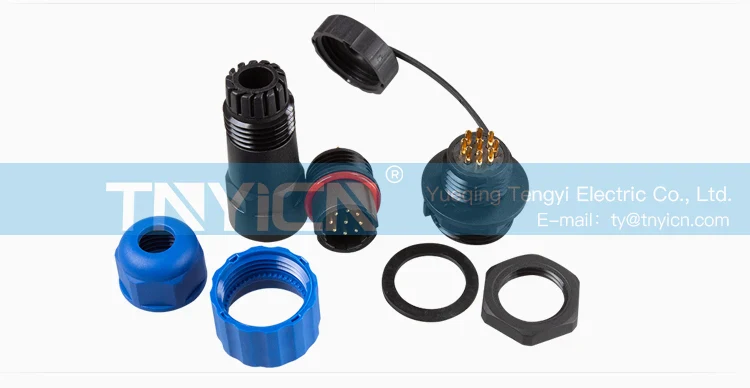 SD16 Back Nut 9Pin 5A Solder Type Waterproof Connector plug and socket contact detail
