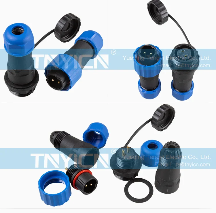 SD16 Docking 2Pin 10A Solder Type Waterproof Connector cable assembly detail