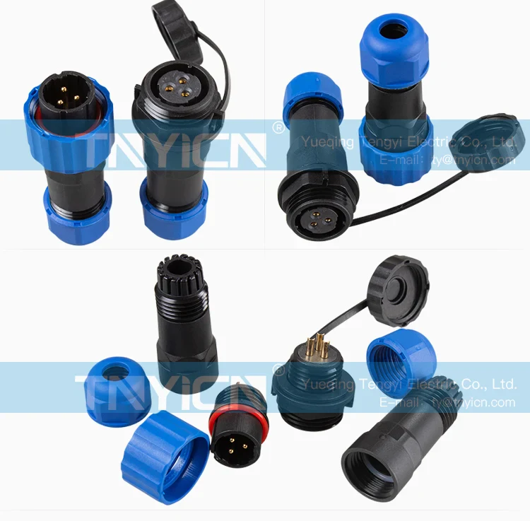 SD16 Docking 3Pin 10A Solder Type Waterproof Connector cable assembly detail