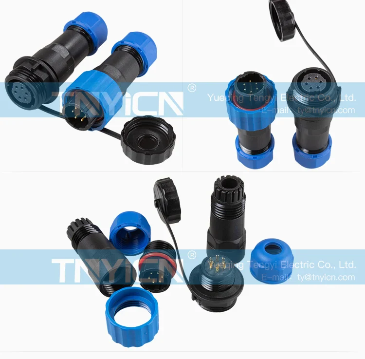 SD16 Docking 6Pin 5A Solder Type Waterproof Connector cable assembly detail
