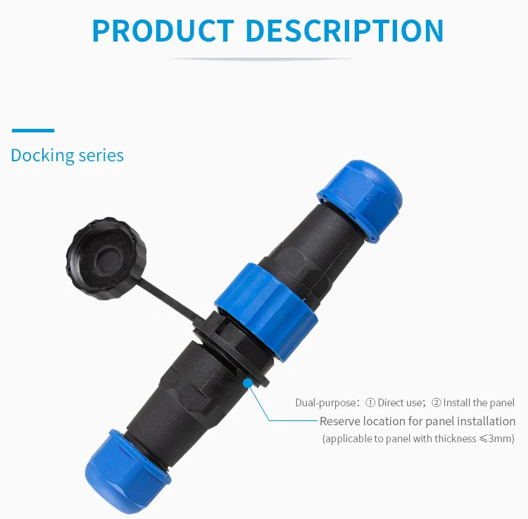SD16 Docking 6Pin 5A Solder Type Waterproof Connector real shot and product angles