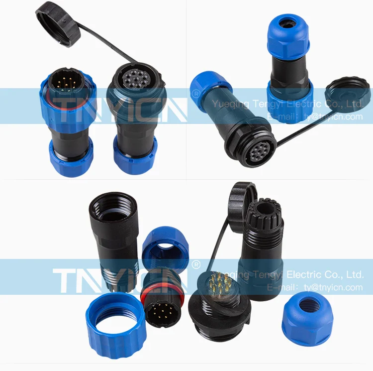 SD16 Docking 9Pin 5A Solder Type Waterproof Connector cable assembly detail