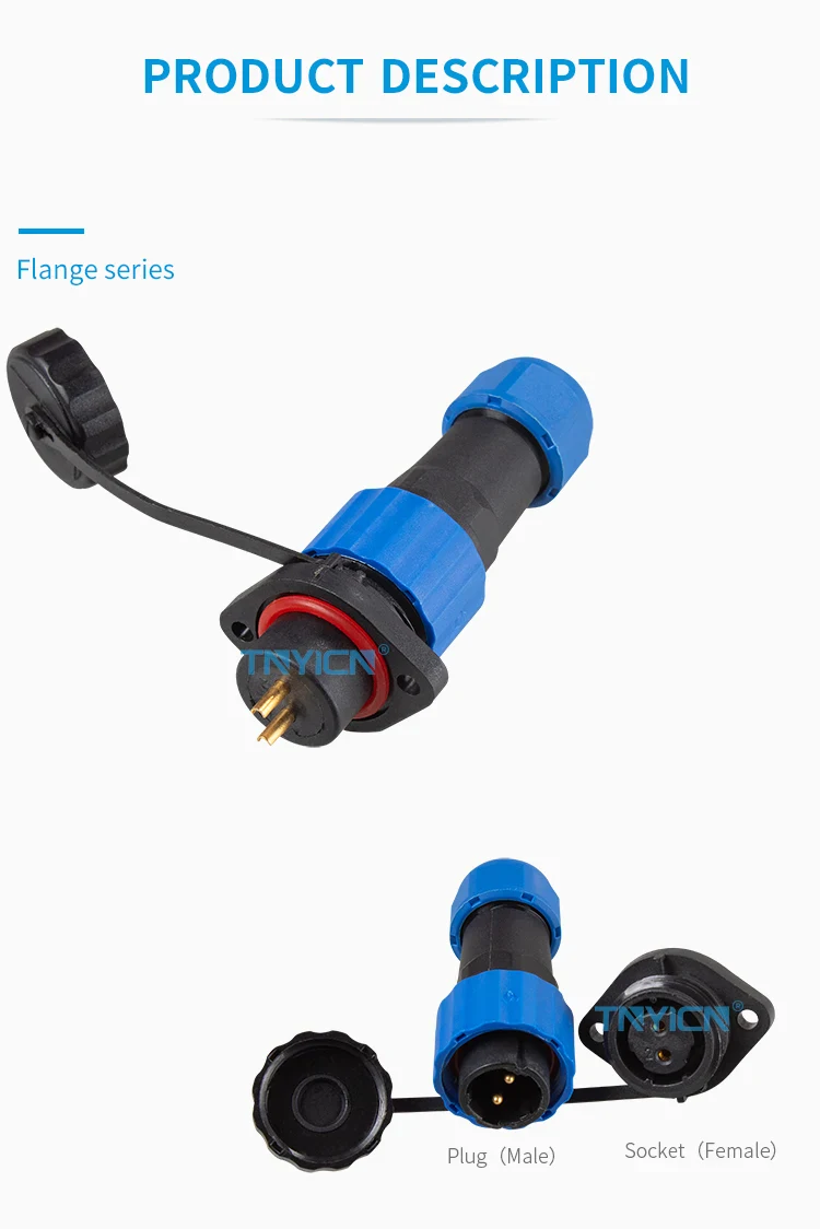 SD16 Flange 2Pin 10A Solder Type Waterproof Connector product detail image 03