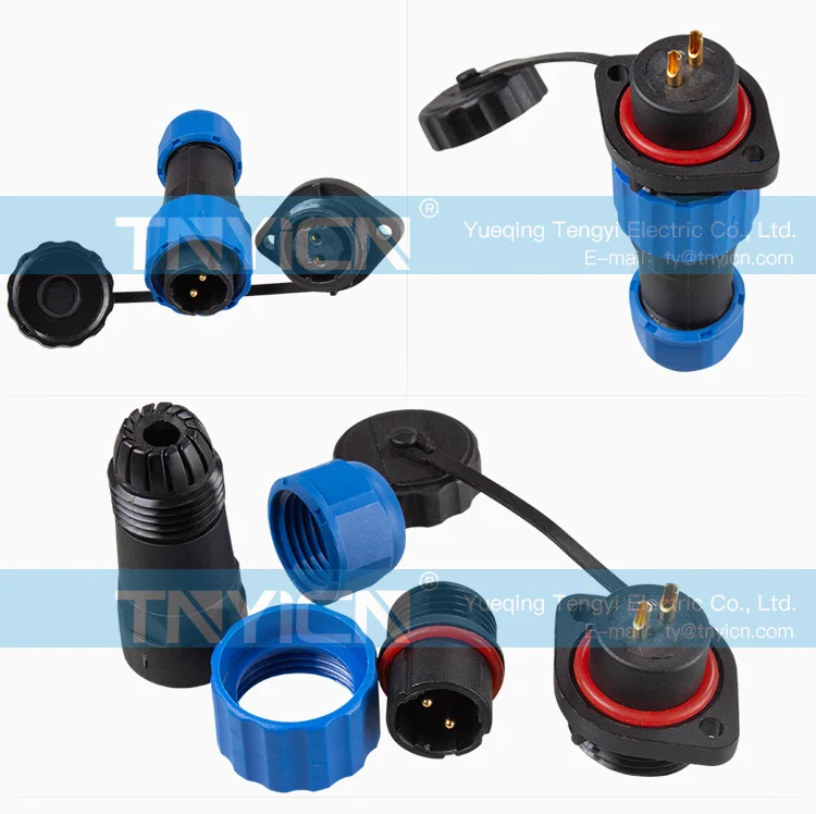 SD16 Flange 2Pin 10A Solder Type Waterproof Connector product detail image 07