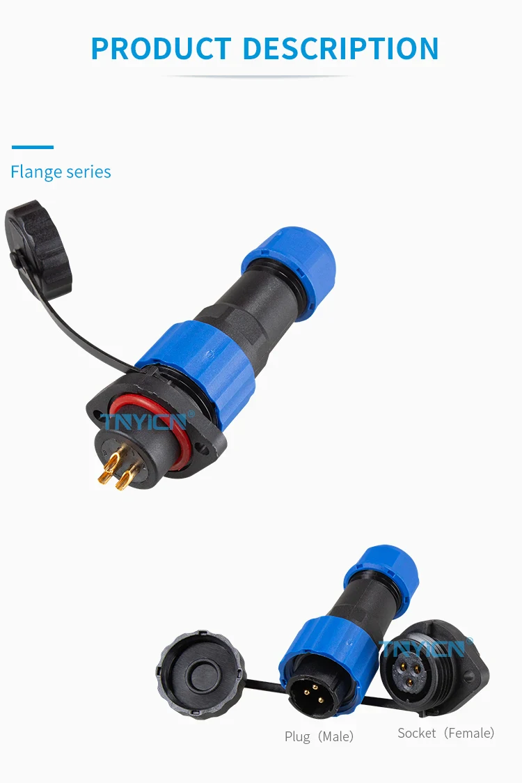 SD16 Flange 3Pin 10A Solder Type Waterproof Connector product detail image 03