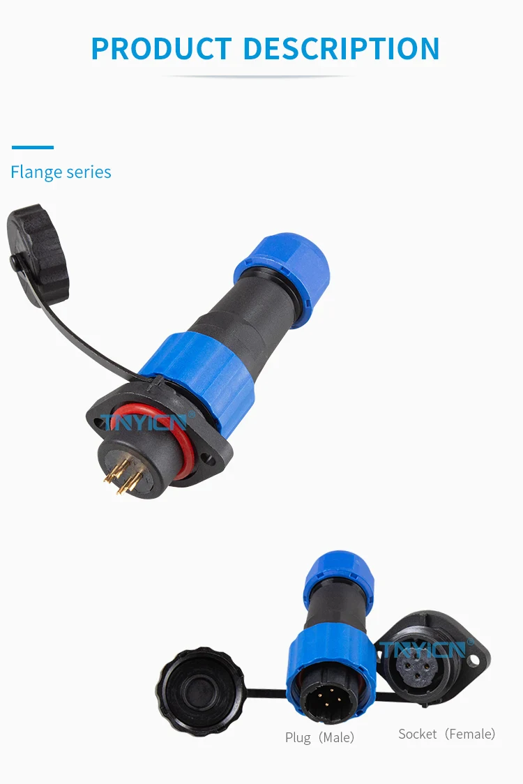SD16 Flange 4Pin 5A Solder Type Waterproof Connector product detail image 03