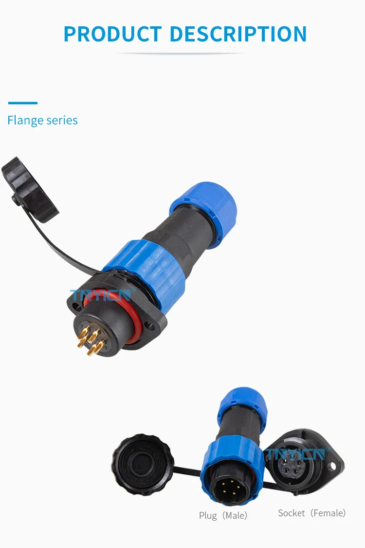 SD16 Flange 5Pin 5A Solder Type Waterproof Connector product detail image 03