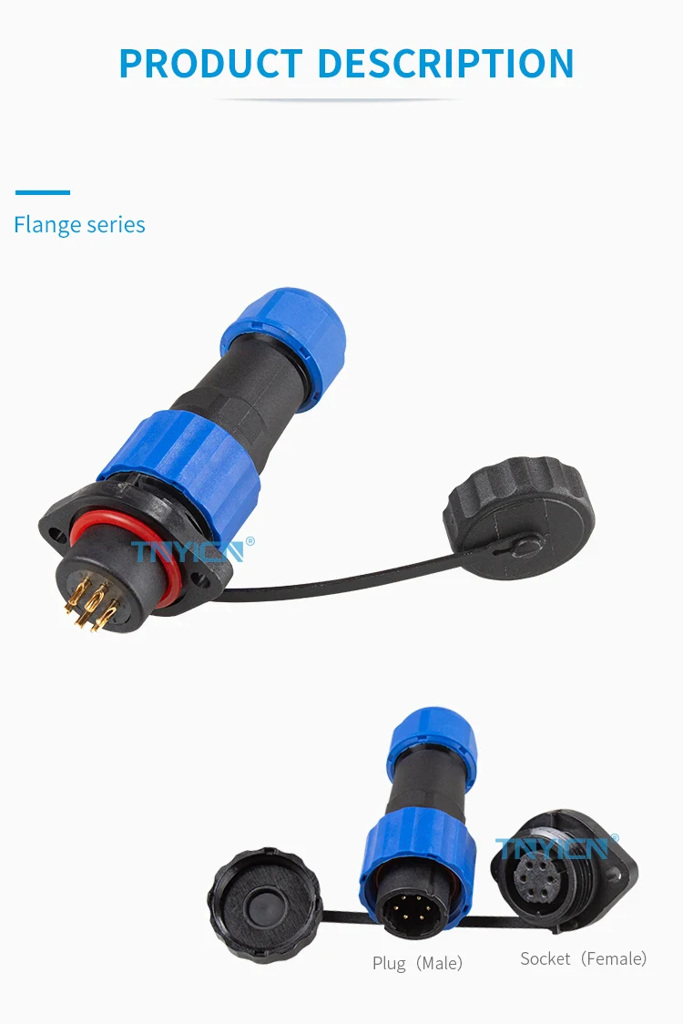 SD16 Flange 6Pin 5A Solder Type Waterproof Connector product detail image 03