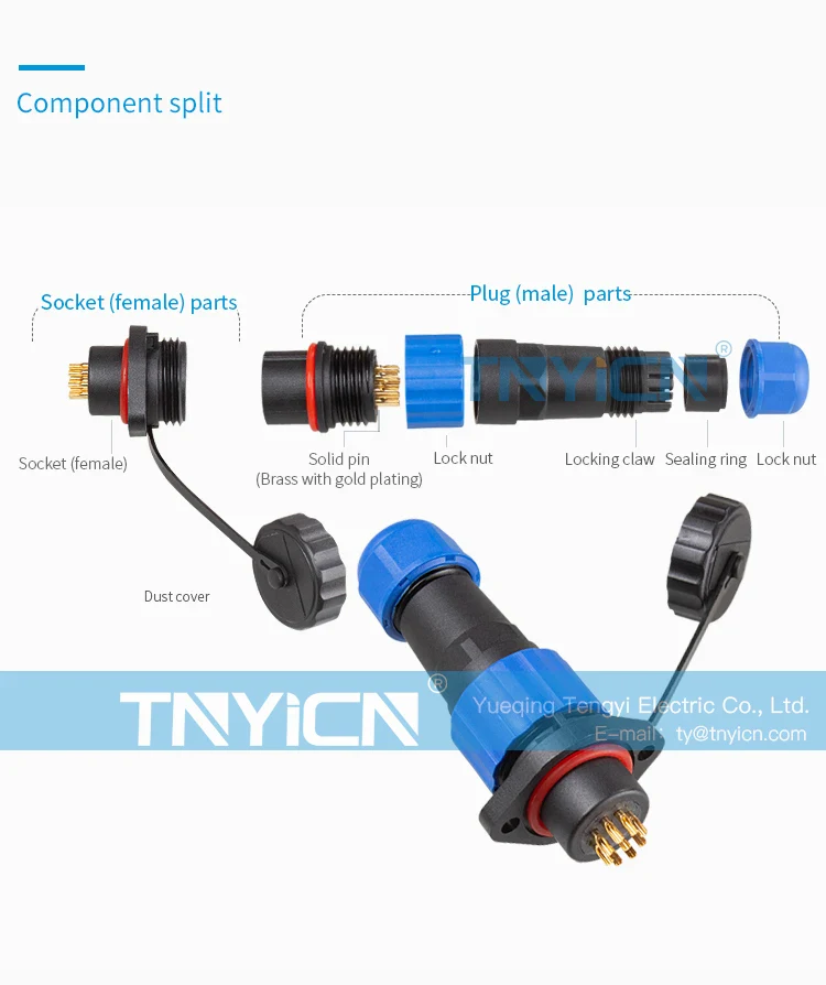 SD16 Flange 7Pin 5A Solder Type Waterproof Connector product detail image 05