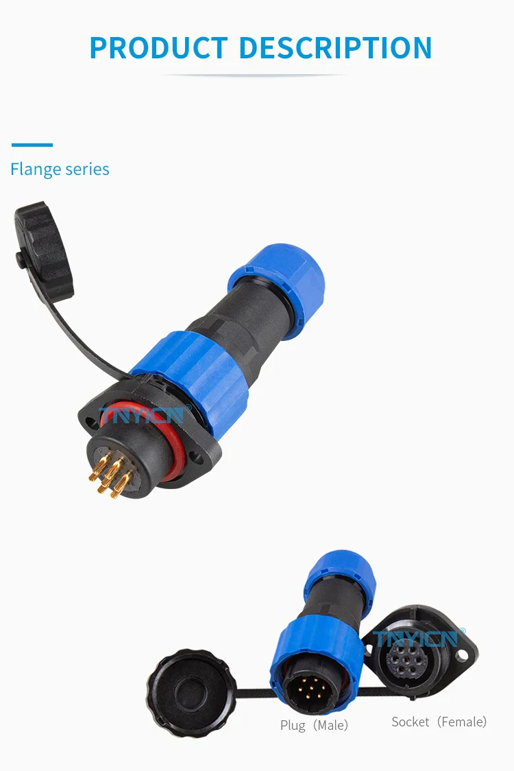 SD16 Flange 7Pin 5A Solder Type Waterproof Connector product detail image 03
