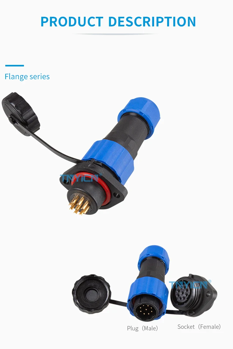 SD16 Flange 9Pin 5A Solder Type Waterproof Connector product detail image 03
