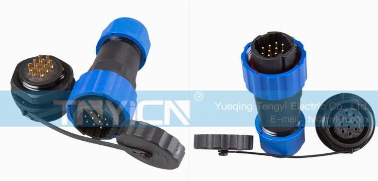 SD20 Back Nut 10Pin 5A Solder Type Waterproof Connector cable assembly detail