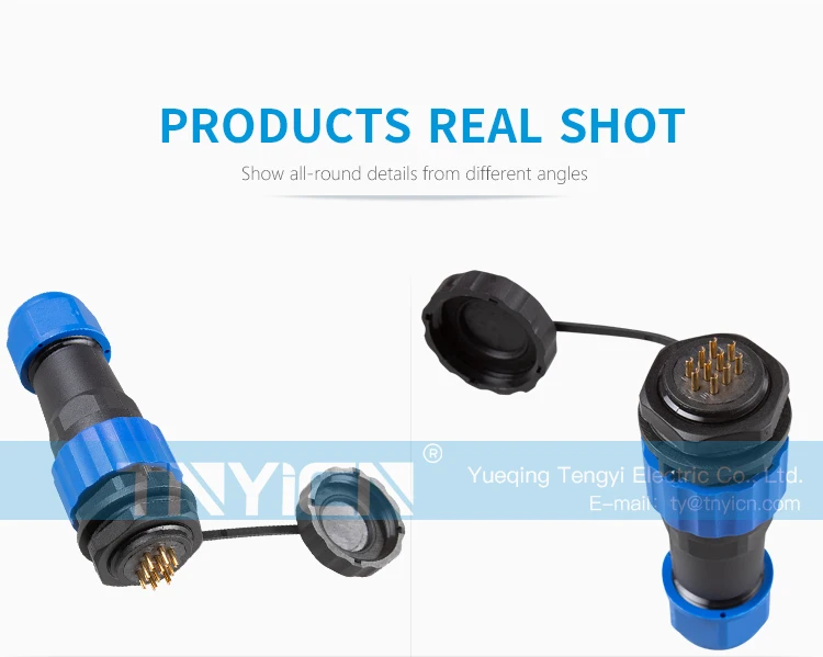 SD20 Back Nut 10Pin 5A Solder Type Waterproof Connector plug and socket contact detail