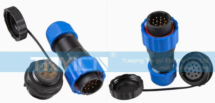 SD20 Back Nut 12Pin 5A Solder Type Waterproof Connector cable assembly detail
