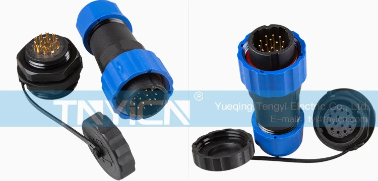 SD20 Back Nut 14Pin 5A Solder Type Waterproof Connector cable assembly detail