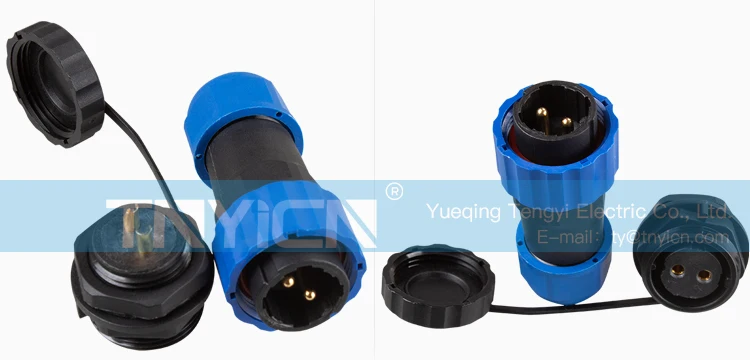 SD20 Back Nut 2Pin 25A Solder Type Waterproof Connector cable assembly detail