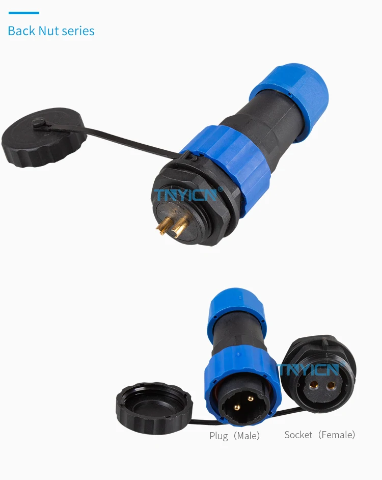 SD20 Back Nut 2Pin 25A Solder Type Waterproof Connector connector structure detail