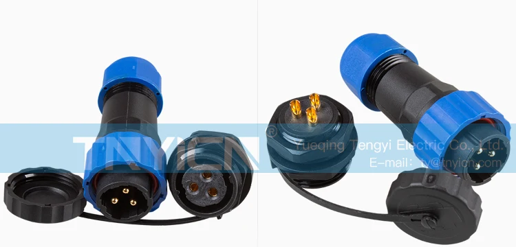 SD20 Back Nut 3Pin 25A Solder Type Waterproof Connector cable assembly detail