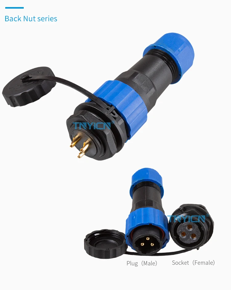 SD20 Back Nut 3Pin 25A Solder Type Waterproof Connector connector structure detail