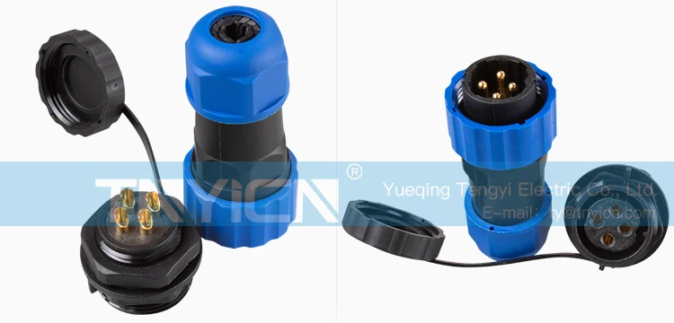 SD20 Back Nut 4Pin 25A Solder Type Waterproof Connector cable assembly detail