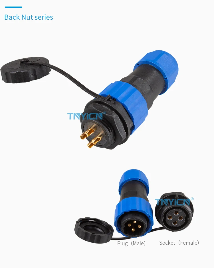 SD20 Back Nut 4Pin 25A Solder Type Waterproof Connector connector structure detail