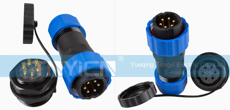 SD20 Back Nut 6Pin 10A Solder Type Waterproof Connector cable assembly detail