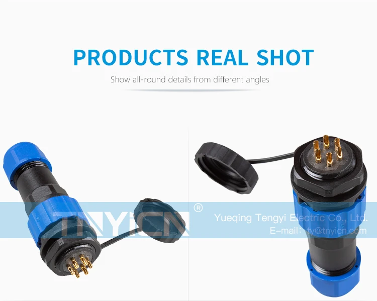 SD20 Back Nut 6Pin 10A Solder Type Waterproof Connector plug and socket contact detail