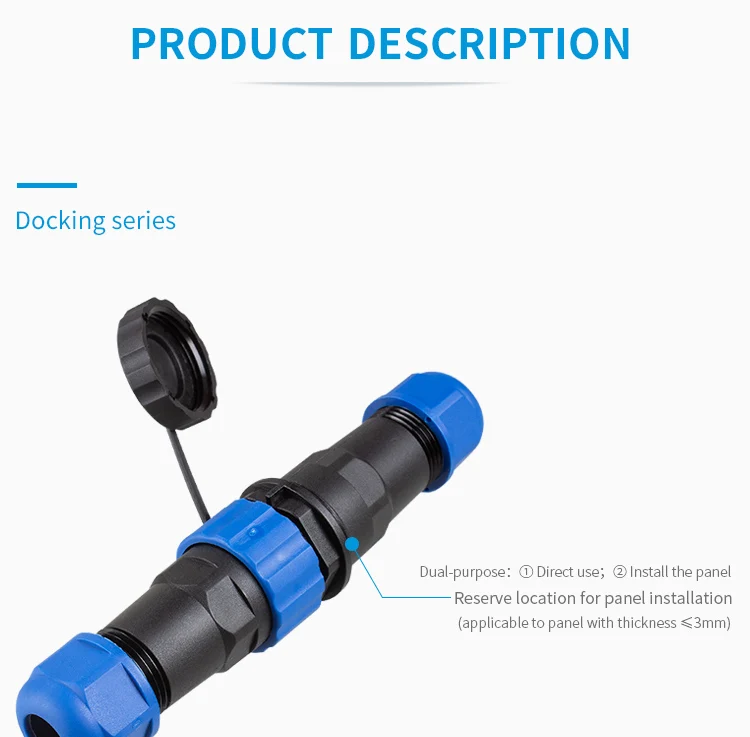 SD20 Docking 14Pin 5A Solder Type Waterproof Connector real shot and product angles