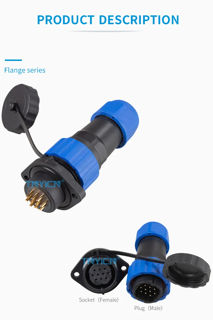 SD20 Flange 10Pin 5A Solder Type Waterproof Connector product detail image 03