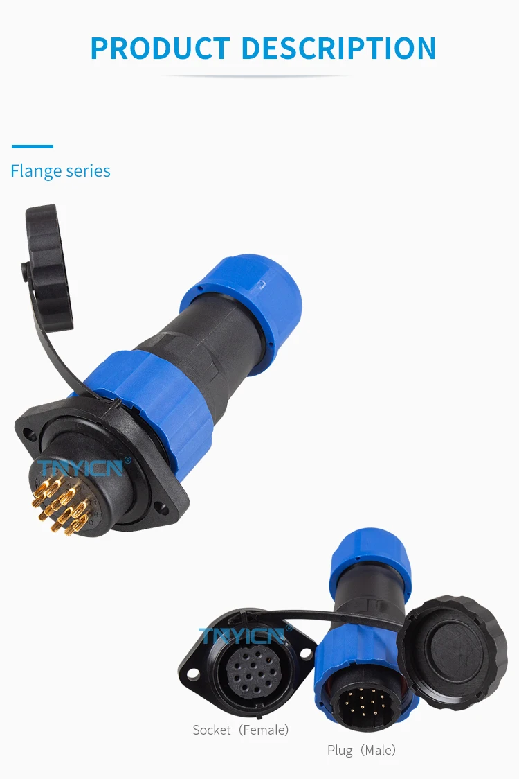SD20 Flange 12Pin 5A Solder Type Waterproof Connector product detail image 03
