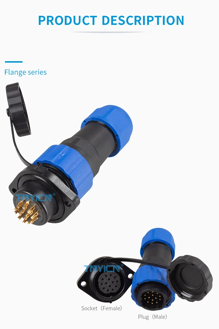 SD20 Flange 14Pin 5A Solder Type Waterproof Connector product detail image 03