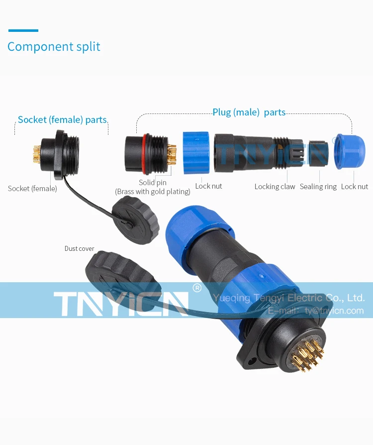 SD20 Flange 3Pin 25A Solder Type Waterproof Connector product detail image 05