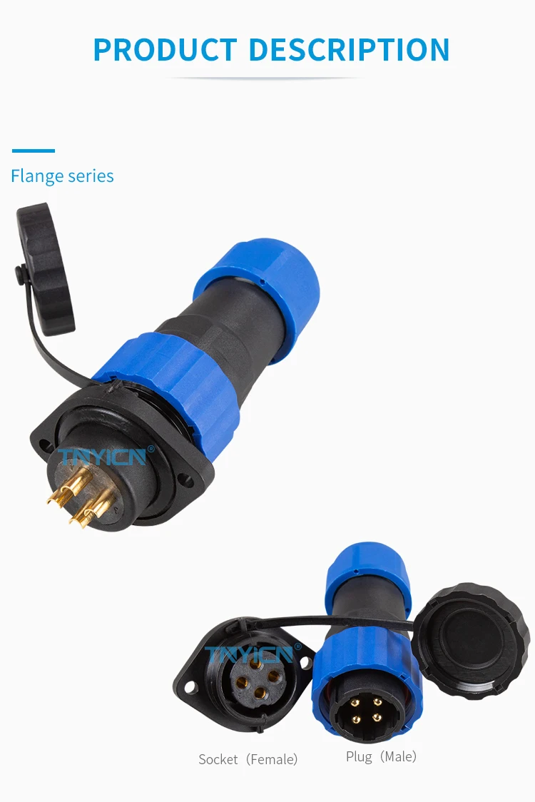 SD20 Flange 4Pin 25A Solder Type Waterproof Connector product detail image 03