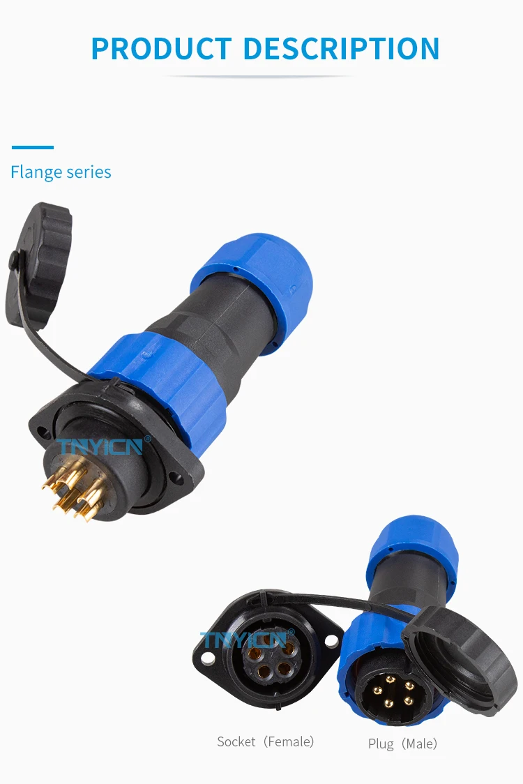 SD20 Flange 5Pin 25A Solder Type Waterproof Connector product detail image 03