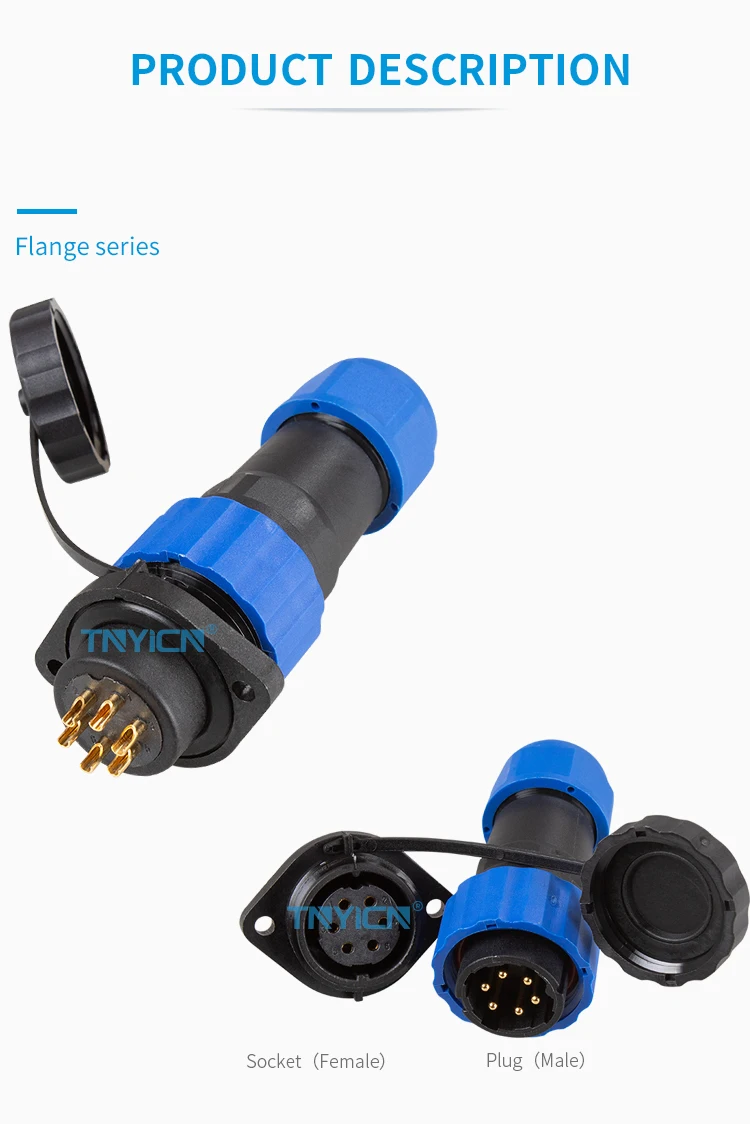 SD20 Flange 6Pin 10A Solder Type Waterproof Connector product detail image 03
