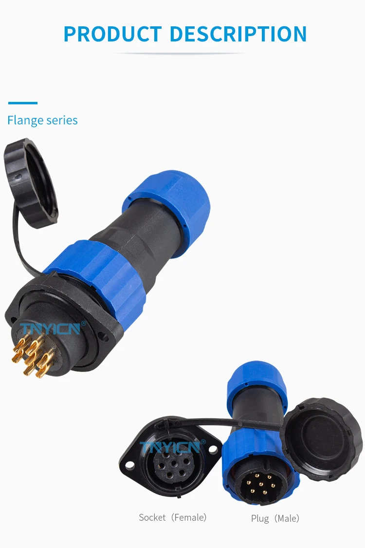 SD20 Flange 7Pin 10A Solder Type Waterproof Connector product detail image 03