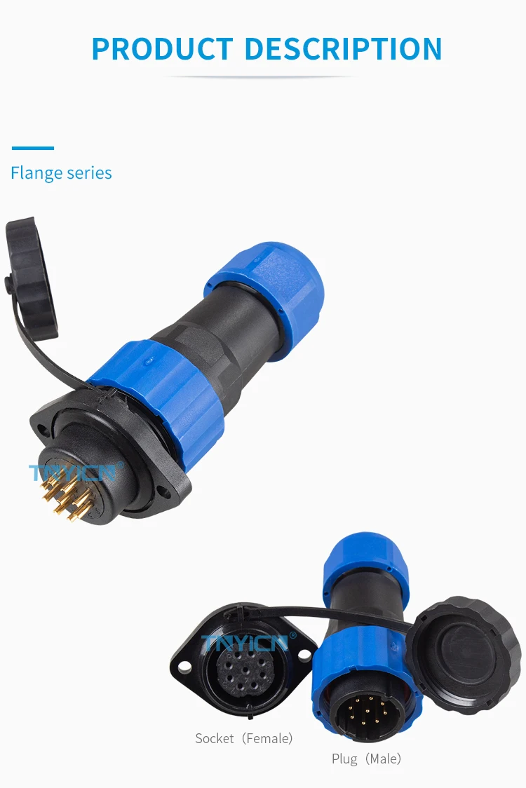 SD20 Flange 9Pin 5A Solder Type Waterproof Connector product detail image 03
