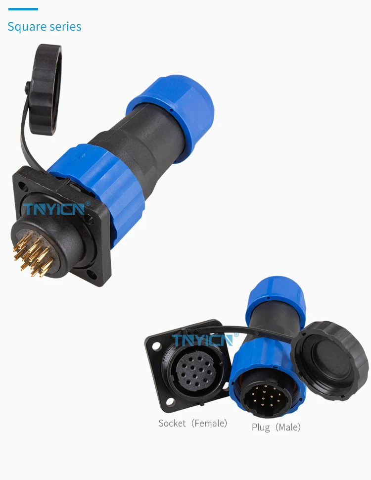 SD20 Square 12Pin 5A Solder Type Waterproof Connector image 04