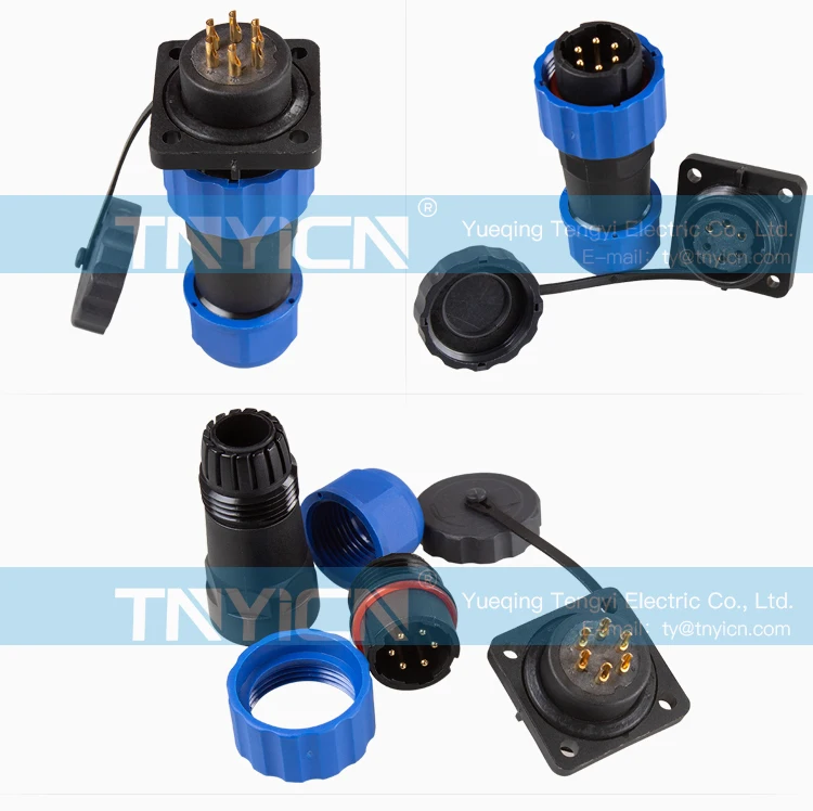 SD20 Square 6Pin 10A Solder Type Waterproof Connector image 08