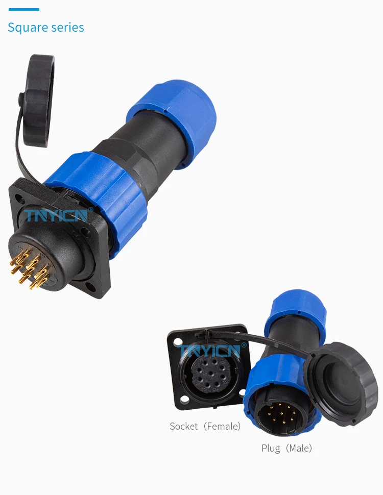 SD20 Square 9Pin 5A Solder Type Waterproof Connector image 04