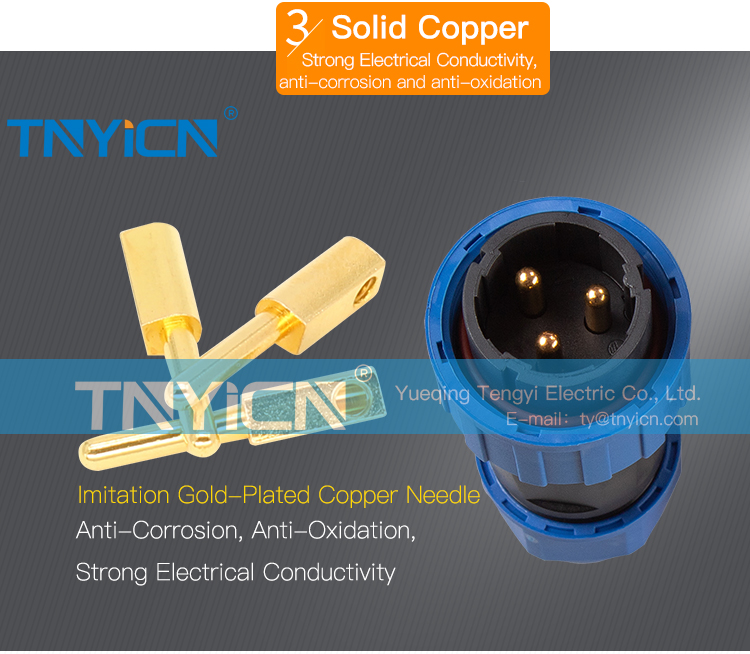 TY16 Flange 3Pin 10A Solder-Free Waterproof Connector wiring detail 04