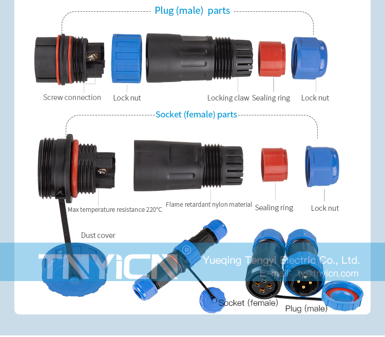 TY28 Square 2Pin 45A Solder-Free Waterproof Connector plug socket detail 10